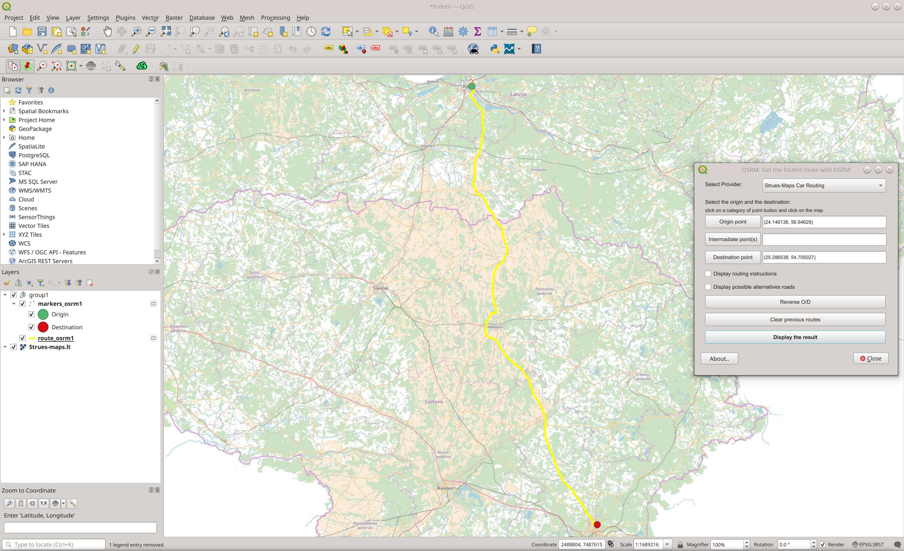 Get the fastest route with OSRM result
