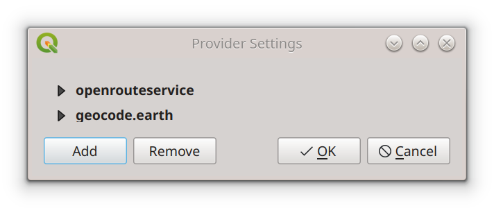 QGIS pelias provider configuration