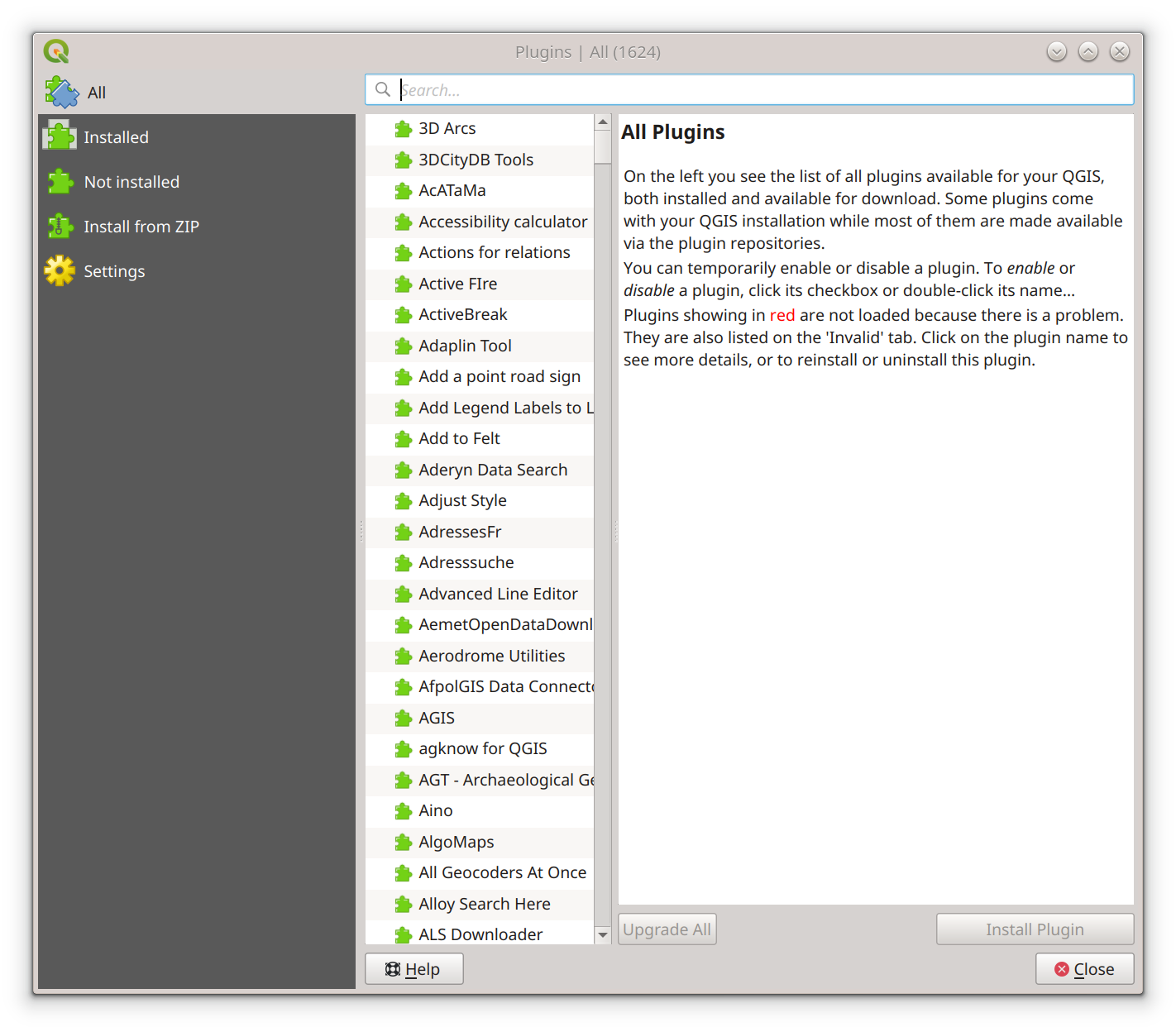 QGIS plugin window